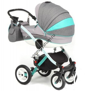 Коляска Adamex Aspena Grand 3 в 1 серый+мятный MN+WH