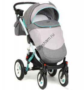 Коляска Adamex Aspena Grand 3 в 1 серый+мятный MN+WH