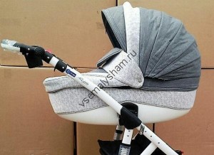 Коляска 2 в 1 Adamex Barletta 227W СВ.СЕР.ЦВЕТОЧКИ+Т.СЕР LEN)