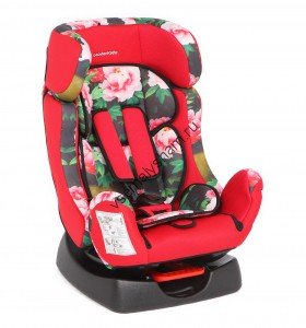 Автокресло Leader Kids Флейт красный+принт цветы