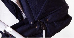 Коляска Adamex Barletta Ecco (2 в 1) 755S т. синий принт +белая кожа