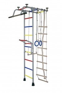 Детский спортивный комплекс Крепыш плюс Т с навесным турником ПВХ серый