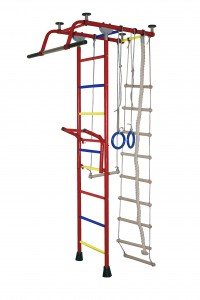 Детский спортивный комплекс Крепыш плюс Т с навесным турником ПВХ бордовый