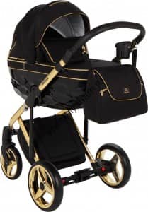 Коляска Adamex Chantal Polar (3 в 1) Special Edition   C1 ЧЕРН+ЧЕРН.РИФЛЕН.ДНО+ЗОЛОТО РАМА