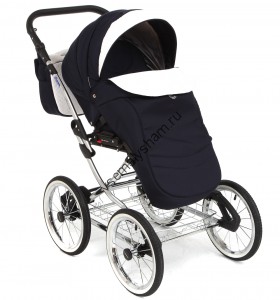 Коляска Adamex Katrina Ecco 3 в 1  710S кожа белая+т.синий