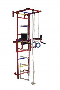 Детский спортивный комплекс Крепыш плюс пристенный с брусьями ПВХ бордовый