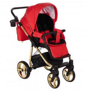 Коляска 2 в 1 Adamex Reggio Special Edition Y832 красн.+красн.префор.кожа+золот