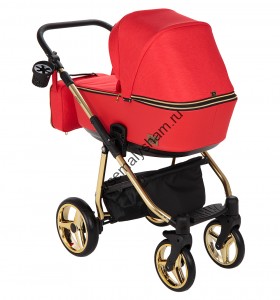 Коляска 2 в 1 Adamex Reggio Special Edition Y832 красн.+красн.префор.кожа+золот