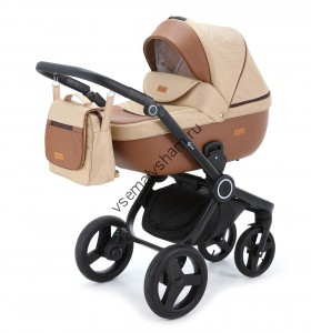 Коляска 3 в 1 Adamex Elsa V29 кожа коричн+т.беж 