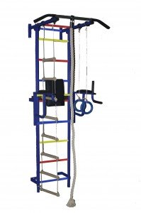 Детский спортивный комплекс Крепыш плюс пристенный с брусьями - 1 ПВХ синий