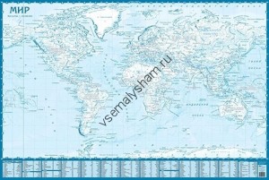 Контурная карта Мира настенная