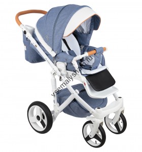 Коляска 3 в 1 Adamex MONTE CARBON  D33 голуб.джинс+белый+карамель (D33)