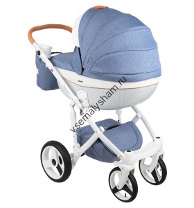 Коляска 3 в 1 Adamex MONTE CARBON D33 голуб.джинс+белый+карамель (D33)