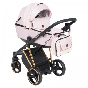 Коляска Adamex Cristiano Eco (2 в 1)  (РОЗ.ЗЕФИР КОЖА+РОЗ.ПЕРФ.КОЖА+ЗОЛОТ.РАМ)	CR329