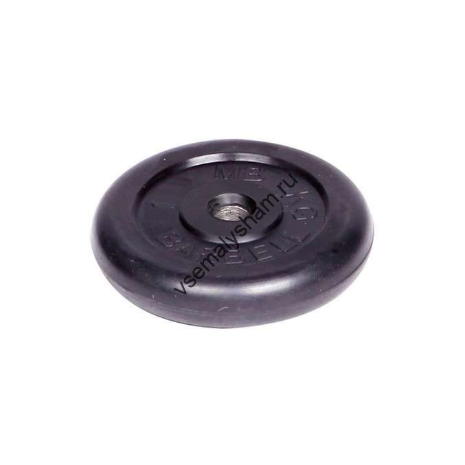 Диск обрезиненный Barbell d 31 мм чёрный 1,0 кг