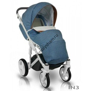 Коляска 2 в 1 Bexa Ideal New IN3 синий+коричневый