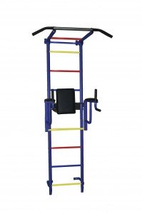 Детский спортивный комплекс Крепыш плюс пристенный с брусьями - 2 ПВХ синий