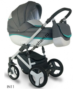 Коляска 3 в 1 Bexa Ideal New IN11 т.серый+бирюзовый
