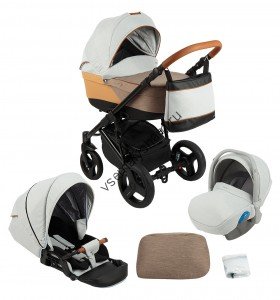 Коляска 3 в 1 Bexa Ultra  U10 серый+бежевый+коричневый