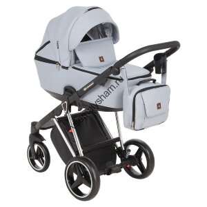 Коляска Adamex Cristiano Eco (2 в 1) (СЕР.КОЖА+СЕР.ПЕРФ.КОЖА+ХРОМ.РАМ)	CR333