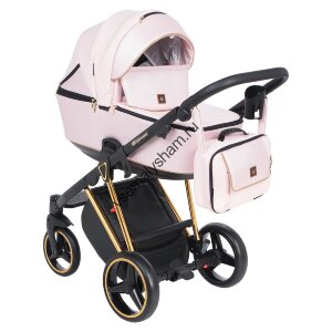 Коляска Adamex Cristiano Eco (2 в 1)  (РОЗ.ЗЕФИР КОЖА+РОЗ.ПЕРФ.КОЖА+ЗОЛОТ.РАМ)	CR329